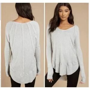We the Free Catalina V Neck Thermal Top Size XS Knit Long Sleeve Oversized